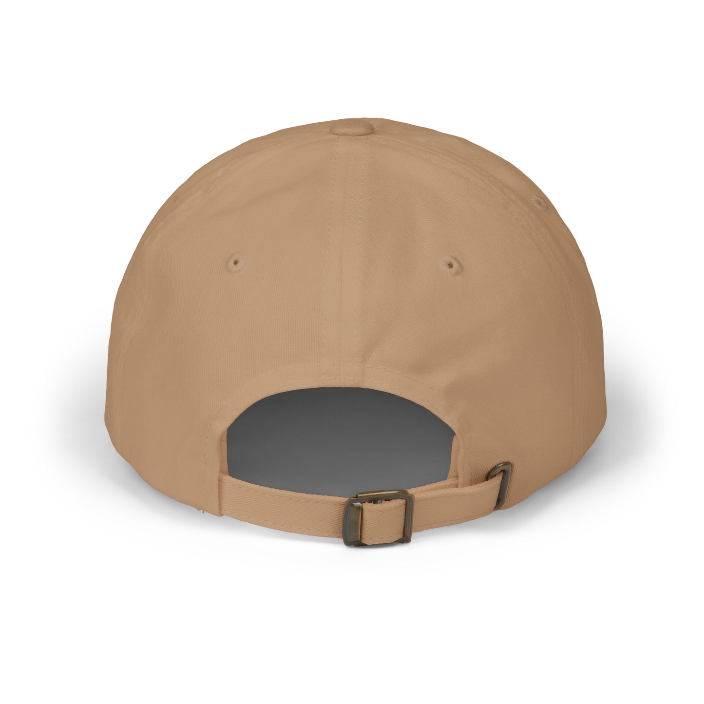 Beige baseball cap with a strap on a white background