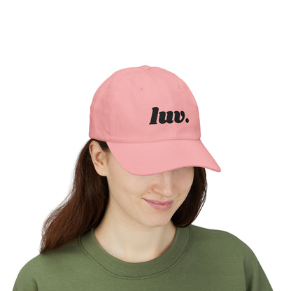 Classic Baseball Cap 'luv.' Embroidery Black Letters