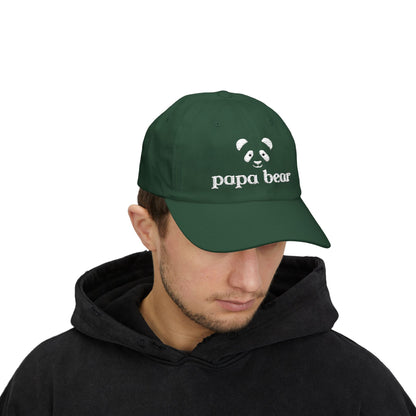 Papa Bear White Embroidery Adjustable Snap Closure Cap