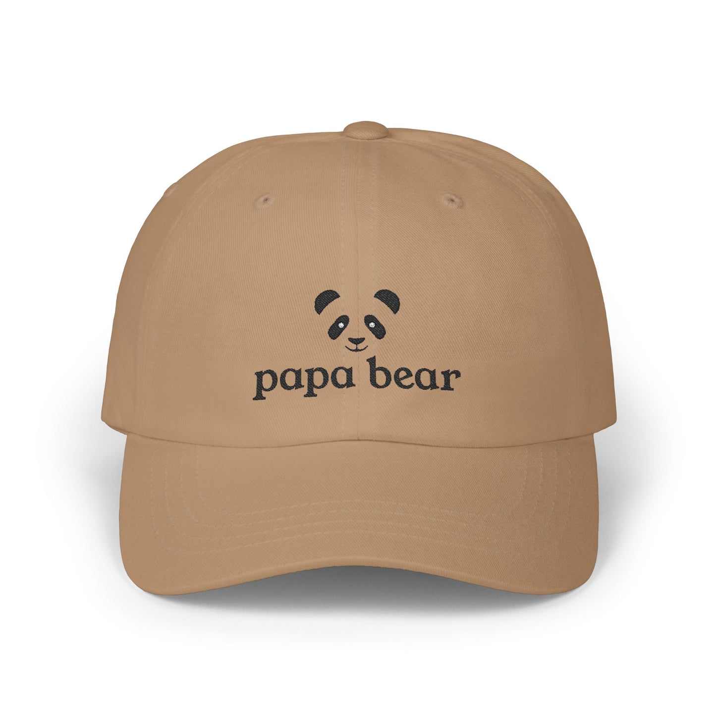 Papa Bear Black Embroidery Adjustable Snap Closure Cap