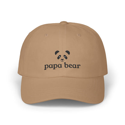 Papa Bear Black Embroidery Adjustable Snap Closure Cap