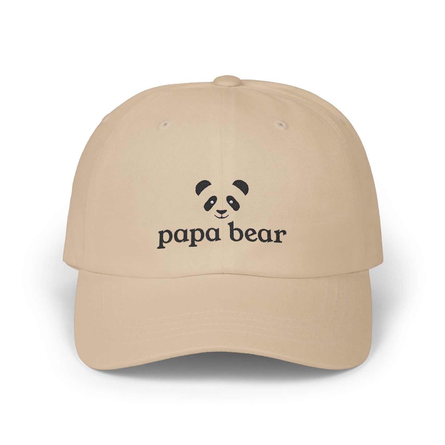 Papa Bear Black Embroidery Adjustable Snap Closure Cap