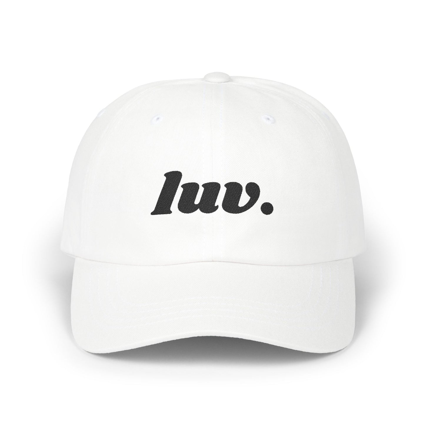 Classic Baseball Cap 'luv.' Embroidery Black Letters