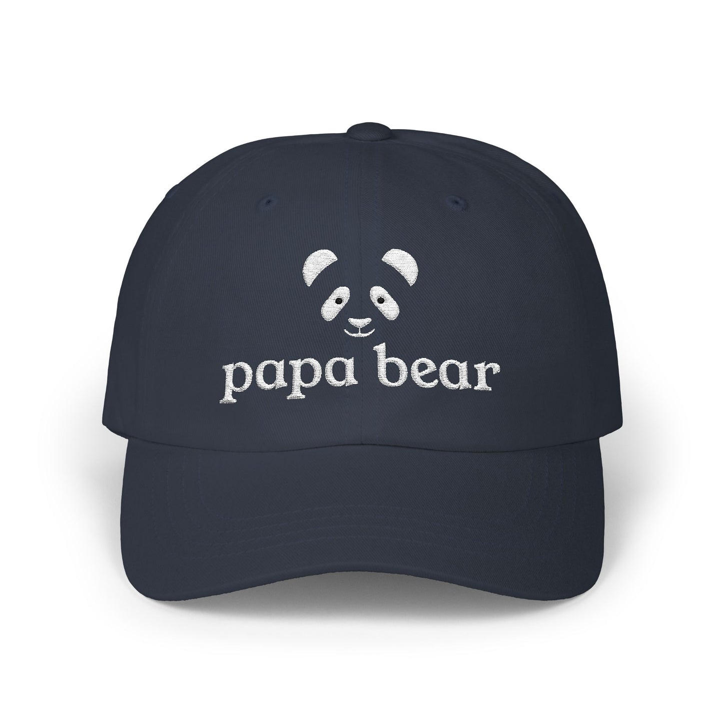 Papa Bear White Embroidery Adjustable Snap Closure Cap