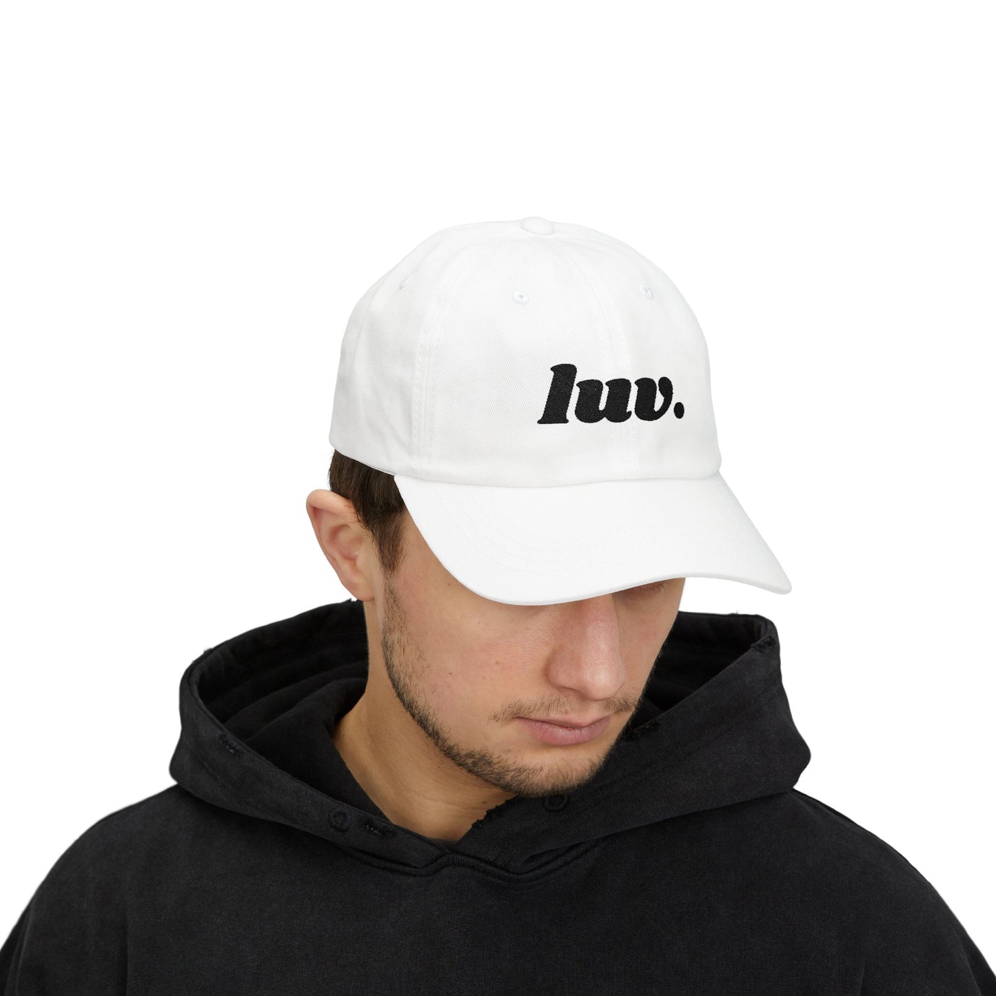 Classic Baseball Cap 'luv.' Embroidery Black Letters