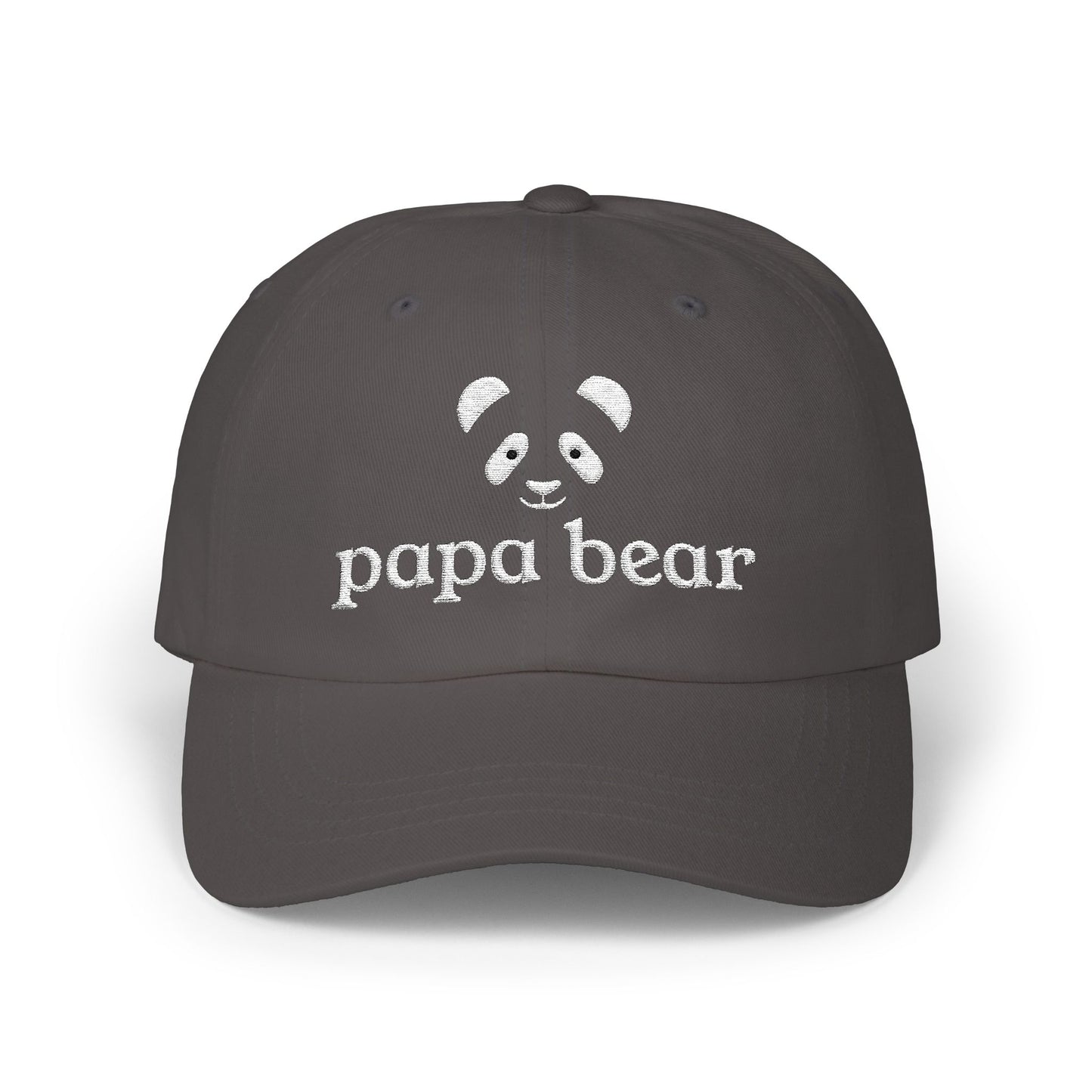 Papa Bear White Embroidery Adjustable Snap Closure Cap
