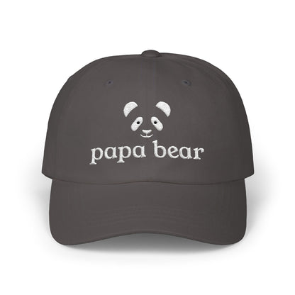 Papa Bear White Embroidery Adjustable Snap Closure Cap