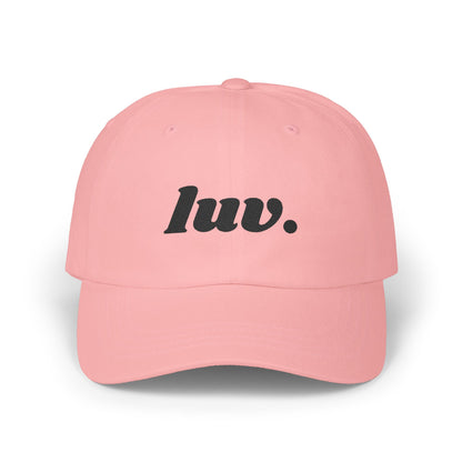 Classic Baseball Cap 'luv.' Embroidery Black Letters