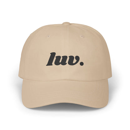 Classic Baseball Cap 'luv.' Embroidery Black Letters
