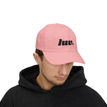 Classic Baseball Cap 'luv.' Embroidery Black Letters