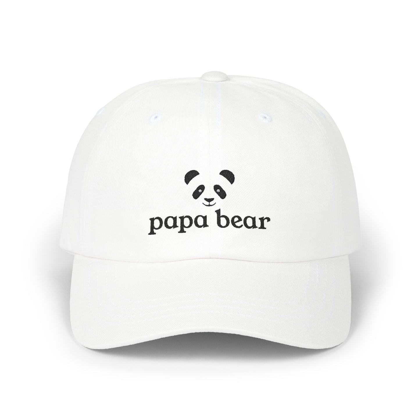 Papa Bear Black Embroidery Adjustable Snap Closure Cap
