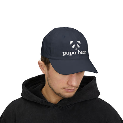 Papa Bear White Embroidery Adjustable Snap Closure Cap