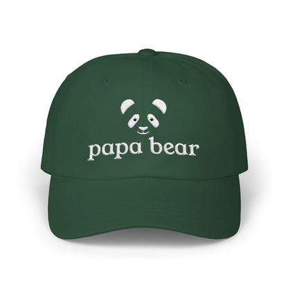 Papa Bear White Embroidery Adjustable Snap Closure Cap