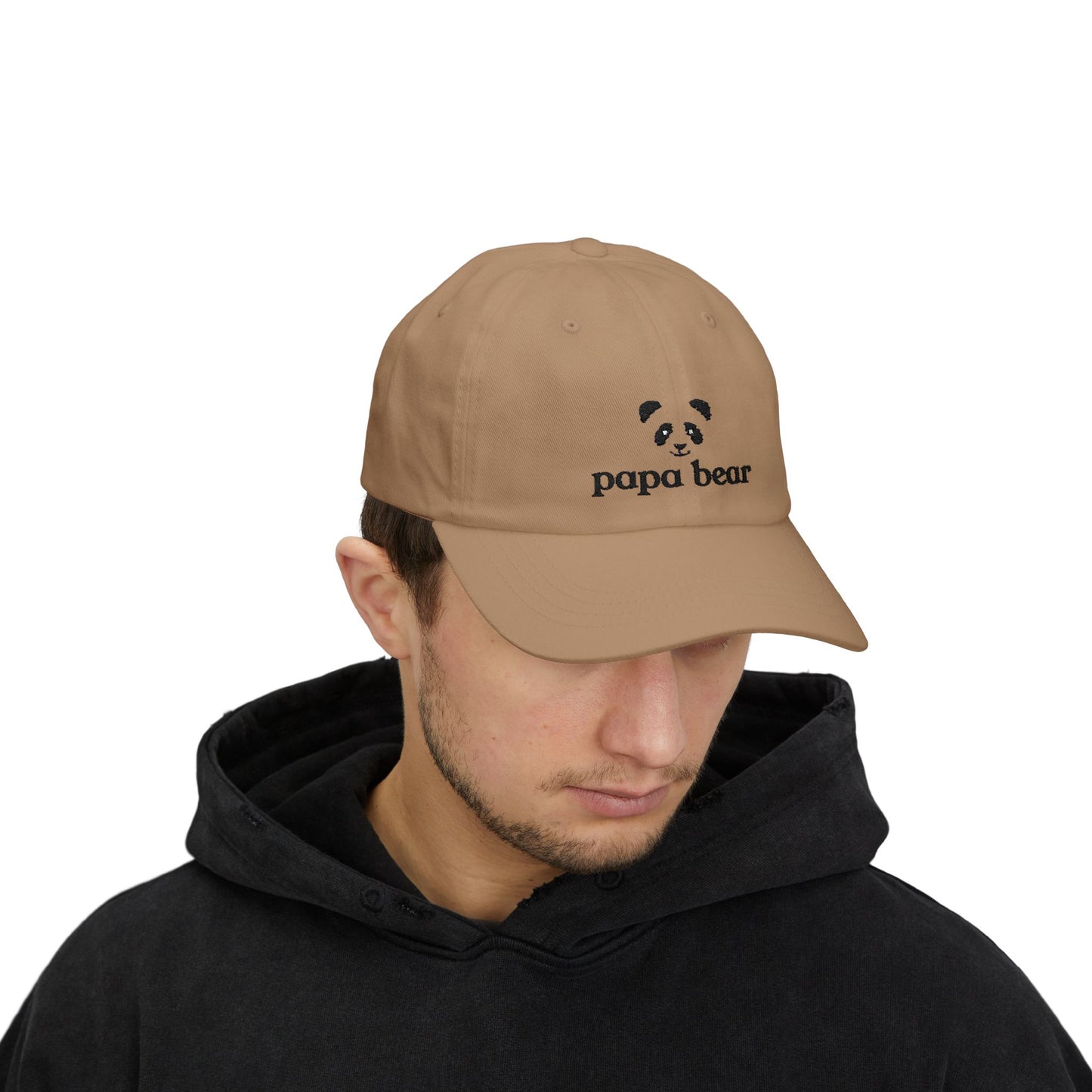 Papa Bear Black Embroidery Adjustable Snap Closure Cap