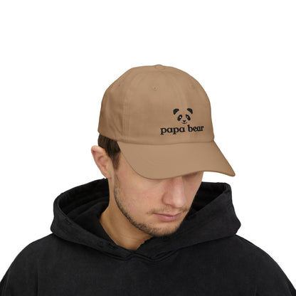 Papa Bear Black Embroidery Adjustable Snap Closure Cap