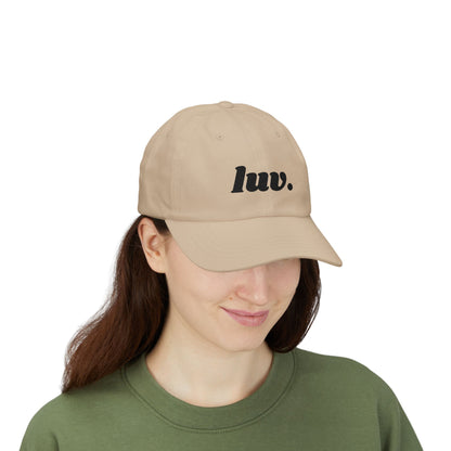Classic Baseball Cap 'luv.' Embroidery Black Letters