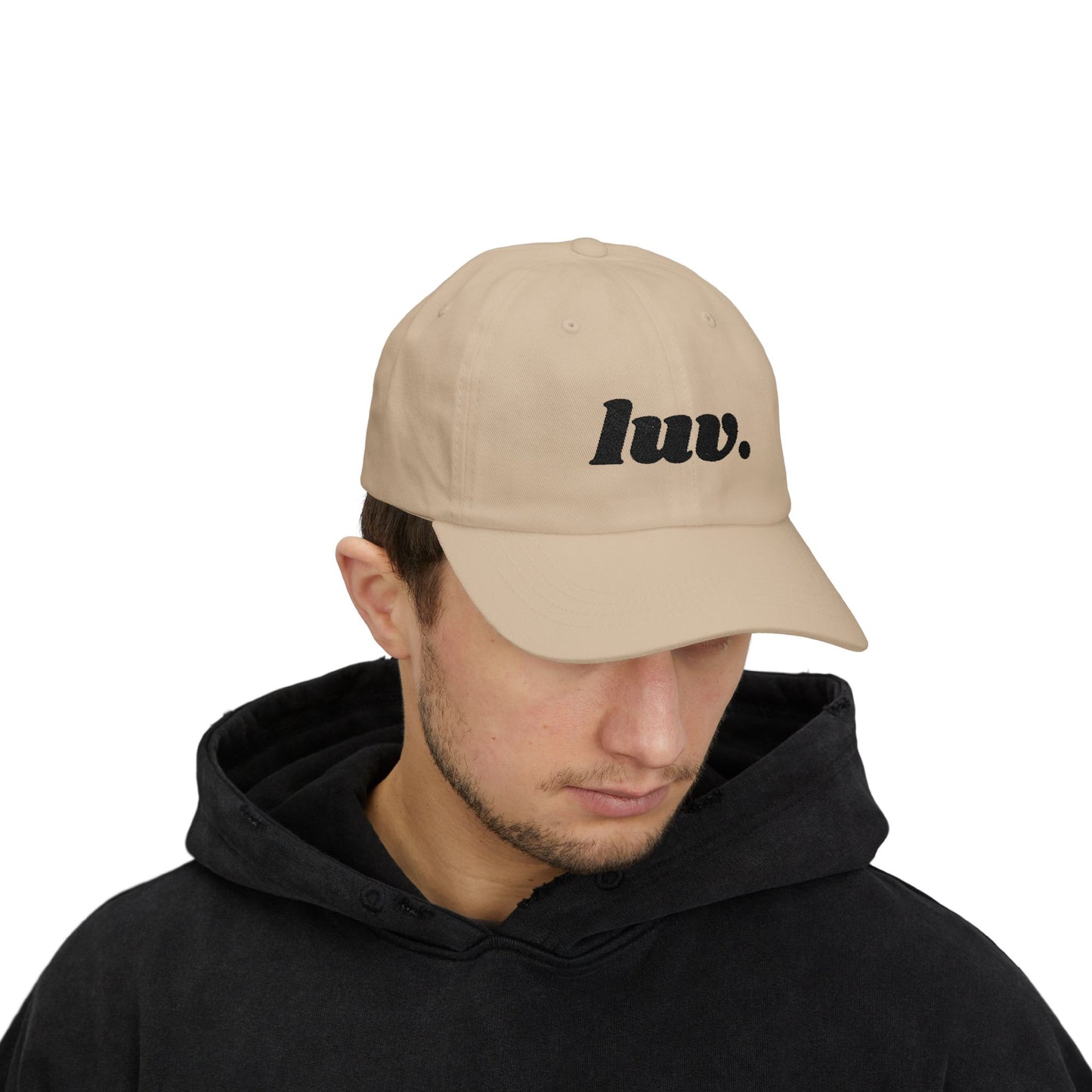 Classic Baseball Cap 'luv.' Embroidery Black Letters
