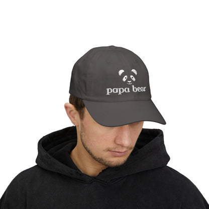 Papa Bear White Embroidery Adjustable Snap Closure Cap