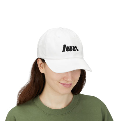 Classic Baseball Cap 'luv.' Embroidery Black Letters