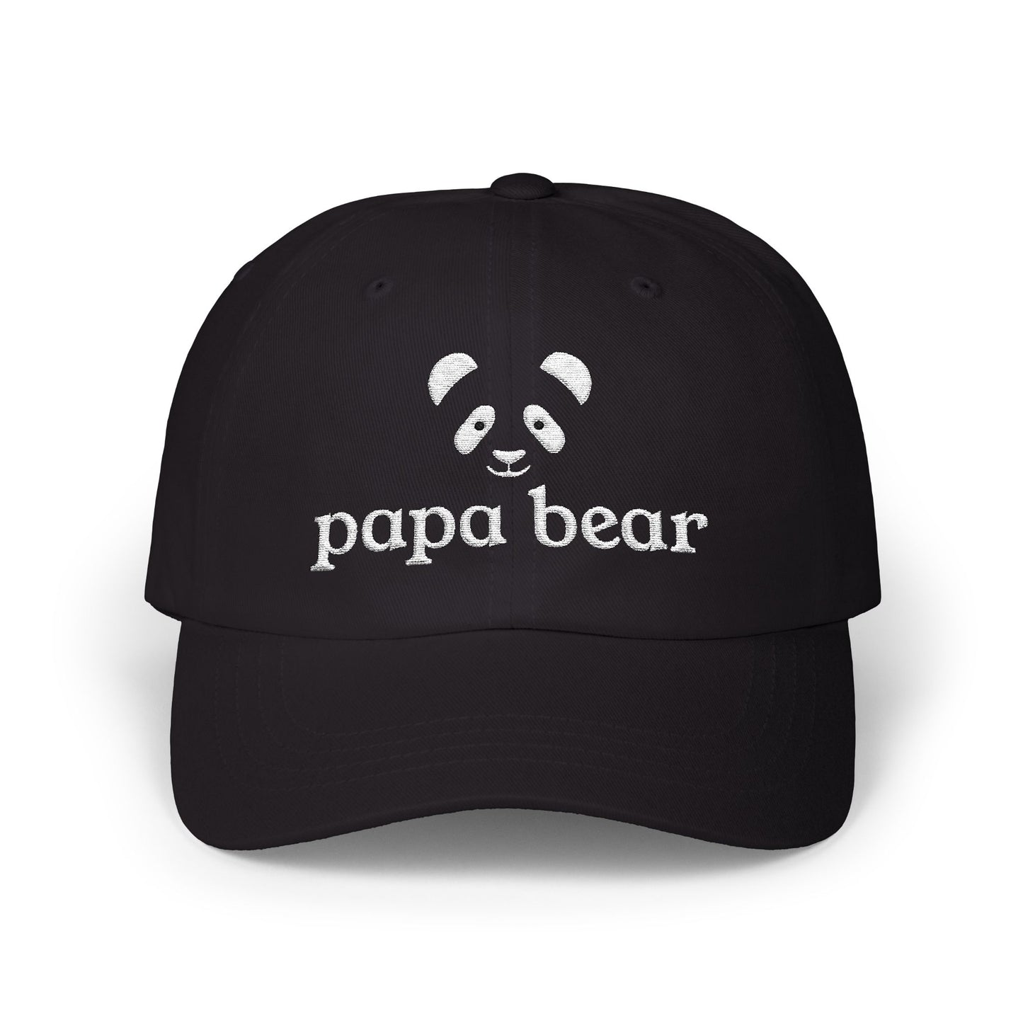 Papa Bear White Embroidery Adjustable Snap Closure Cap