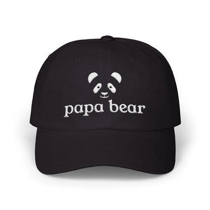Papa Bear White Embroidery Adjustable Snap Closure Cap