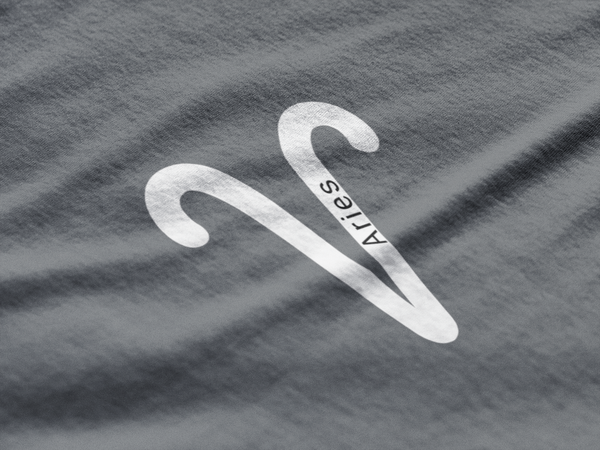 White Aries symbol on a gray t-shirt