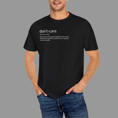 man wears a black t-shirt white background