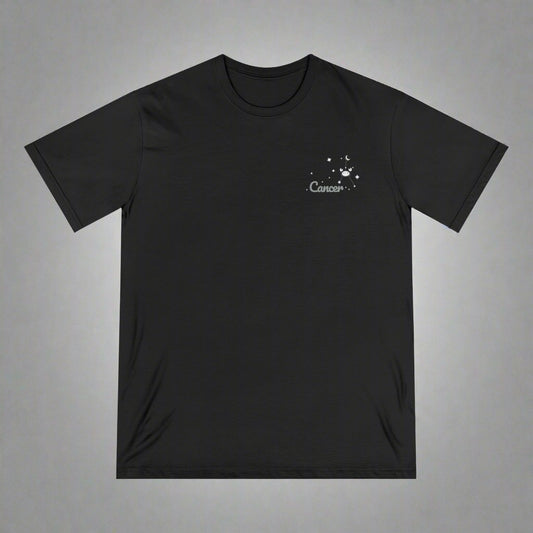 Black t-shirt with 'Canoe' logo on a white background