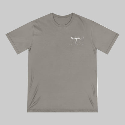 Gray t-shirt with 'Scorpio' design on a white background