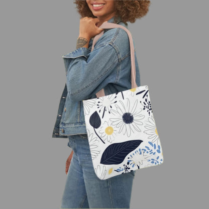 Shoulder  bag, weekend bag, sustainable bag, drawing, floral print, canvas bag