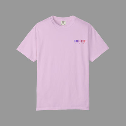 Light purple t-shirt with a small logo on the chest against a white background