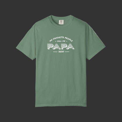 Green t-shirt with 'My Favorite People Call Me Papa 2023' text on a white background