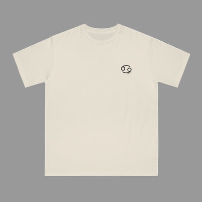 Beige t-shirt with a black astrological symbol on a white background