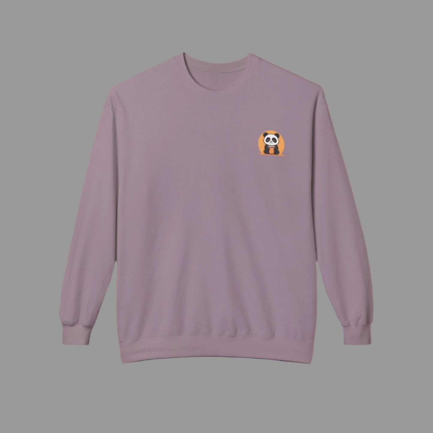Purple sweatshirt with a small logo on the chest against a white background