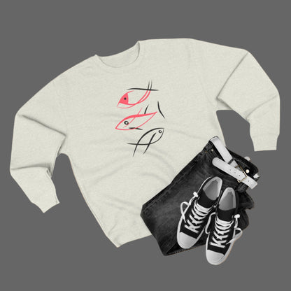 gray sweatshirt flat with jeans and shoes