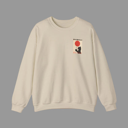 Beige sweatshirt with a graphic design on a white background