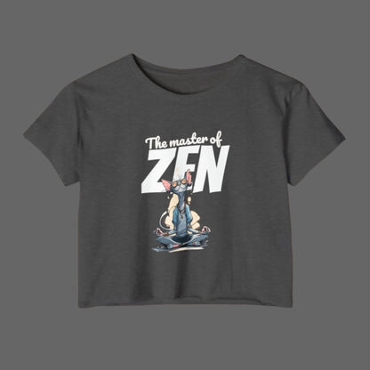 Dark gray t-shirt with 'The master of ZEN' graphic design on a white background
