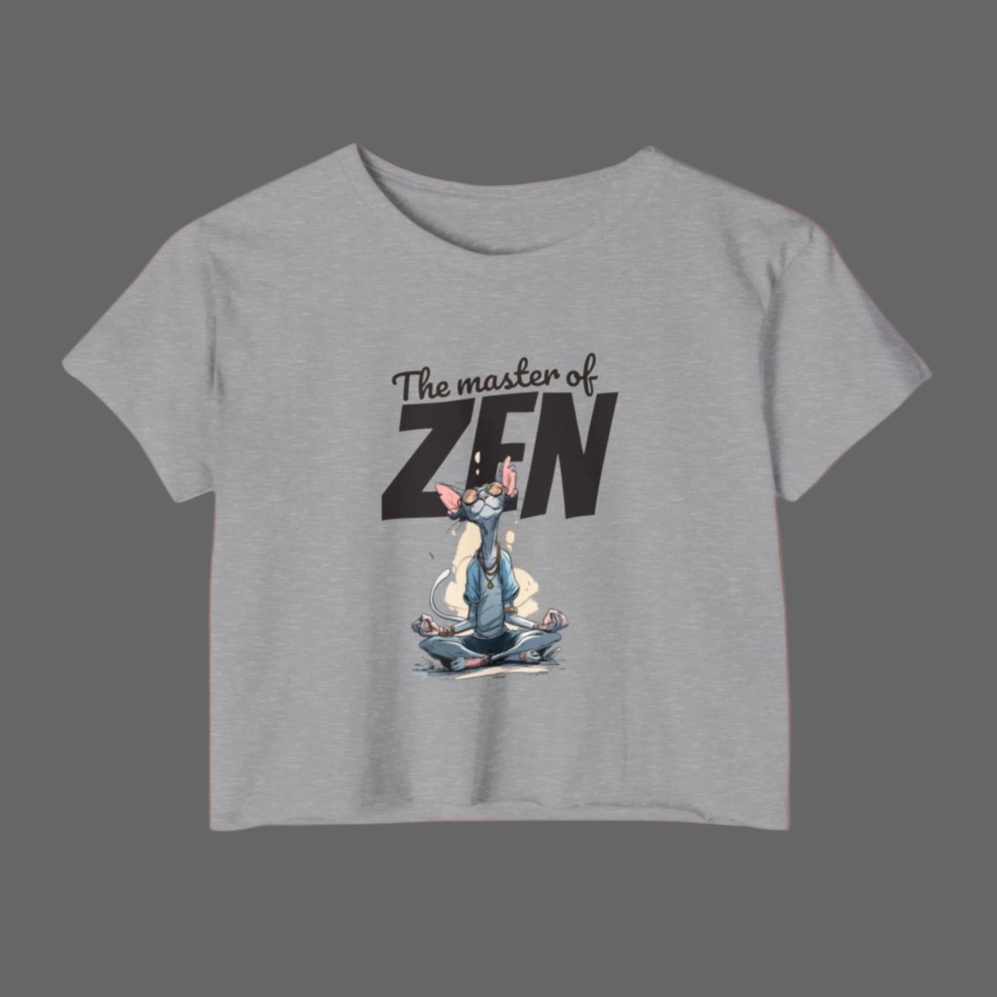 Gray t-shirt with 'The master of ZEN' graphic design on a white background