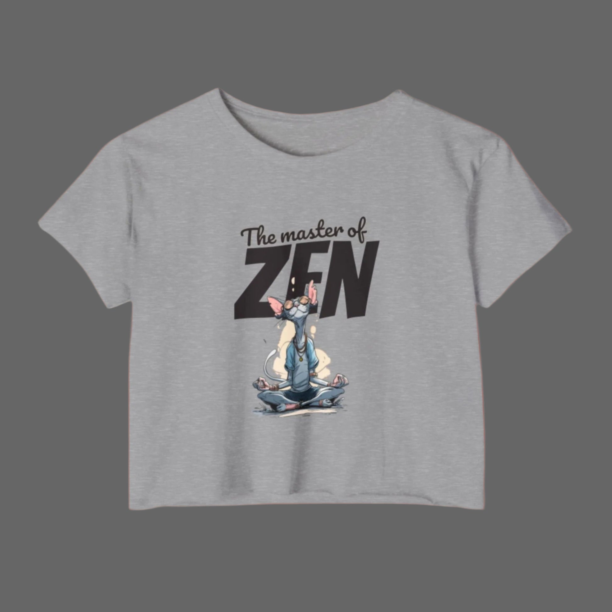 Gray t-shirt with 'The master of ZEN' graphic design on a white background