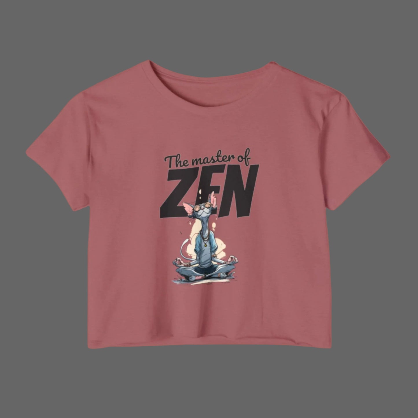 Red t-shirt with 'The master of ZEN' graphic design on a white background